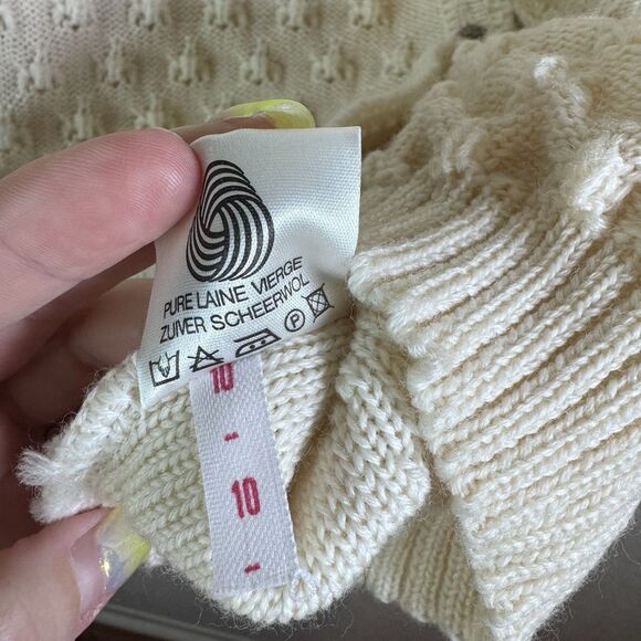 Vintage 70s Silber-Distel-Trachten Cream Wool Cardigan Silver Buttons Size 10 - Picture 5 of 5